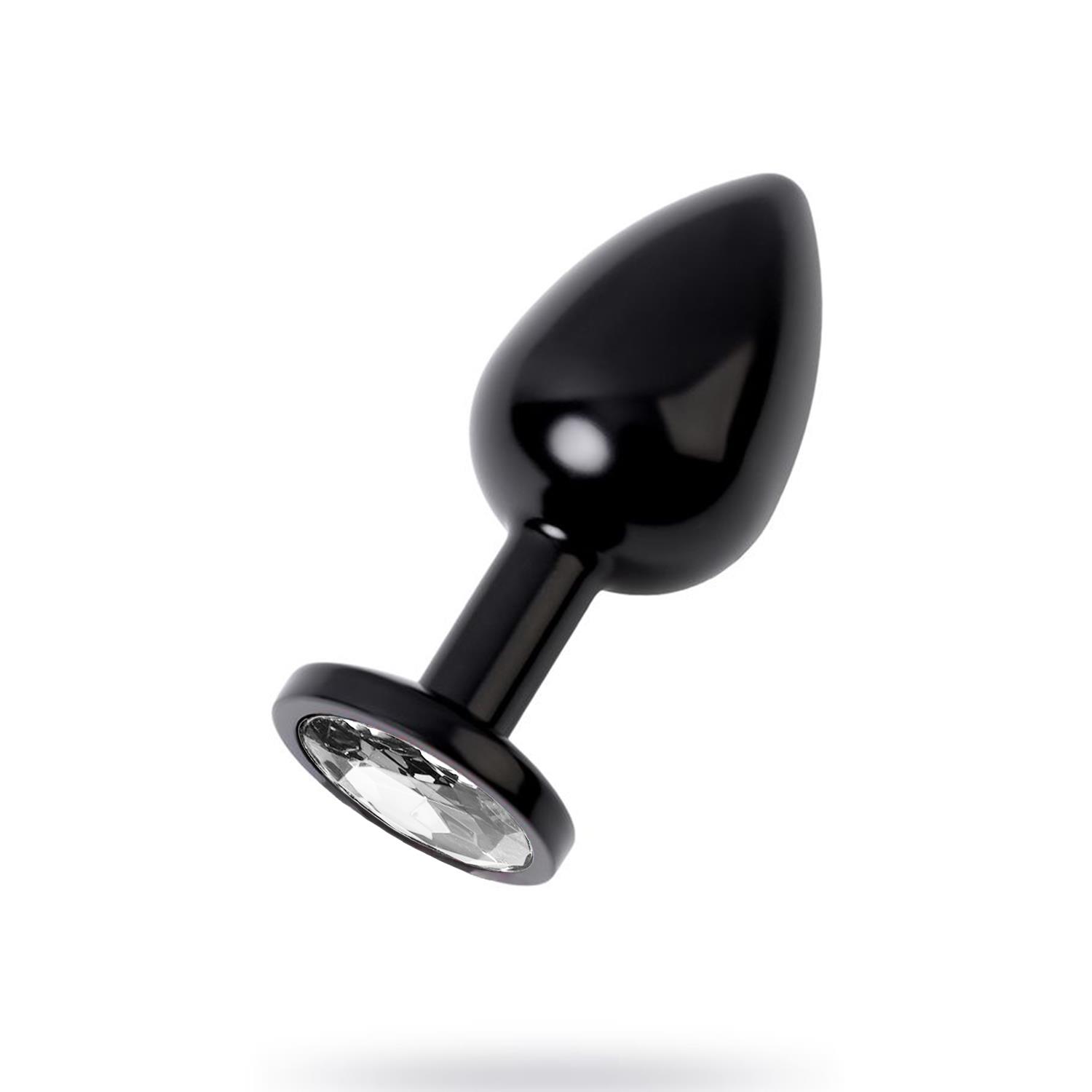 metal-clear-tasli-siyah-anal-plug-orta-boy-2058 Metal Şeffaf Taşlı Siyah Anal Plug Orta Boy - Görsel 1