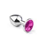 Metal Elmas Taşlı Anal Plug Pembe Küçük Boy