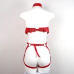 Kırmızı Deri Tam Vücut Harness Takımı - Görsel 5